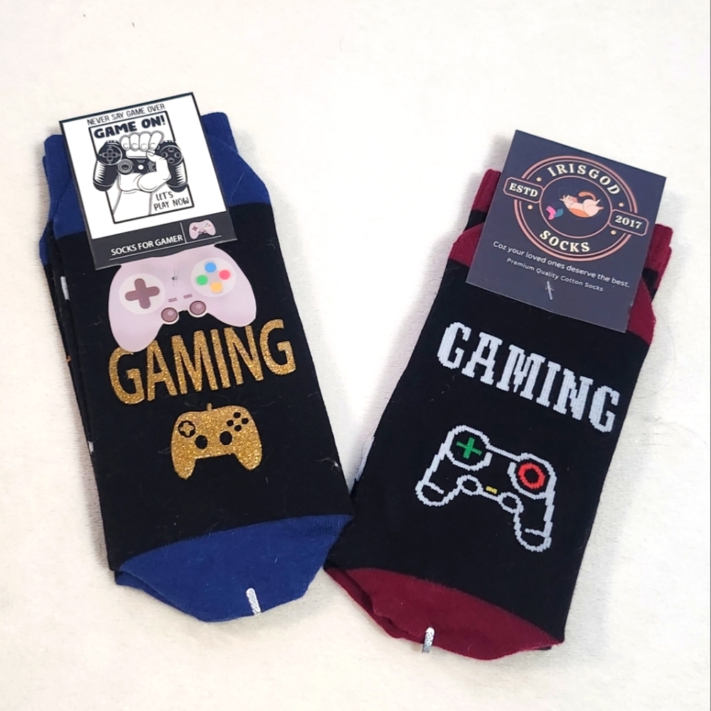 NWT 2 Pairs Novelty Funny Gamer Socks, Unisex, Size 6-13